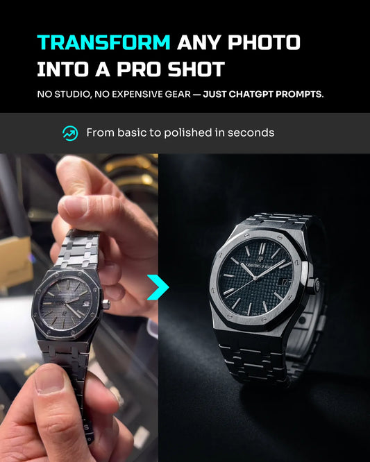 Product Photo Transform Pack – 40 Prompts