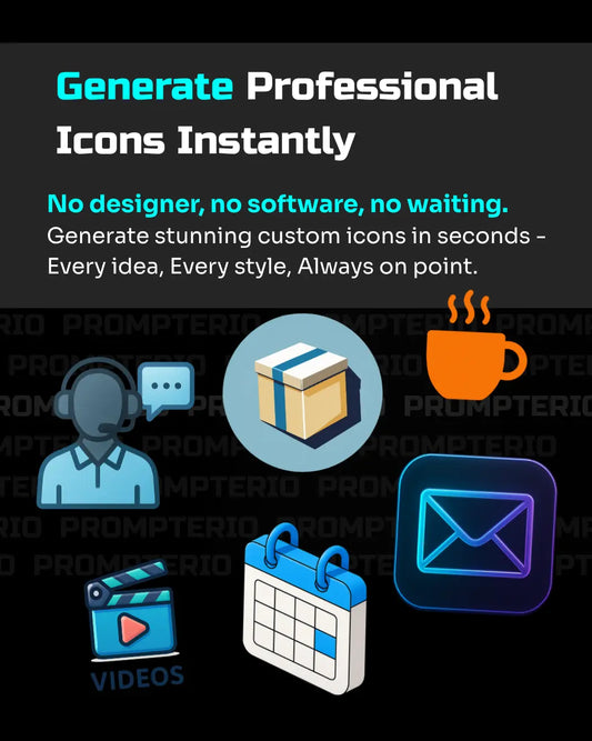 Icon Generator Pack – 15 Professional PROMPTERIO™ Prompts + BONUS