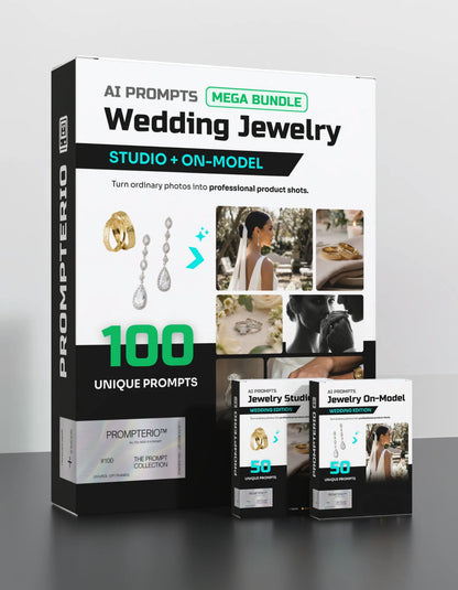 100 Wedding Jewelry: Studio & Model [Mockup] AI Prompt Bundle