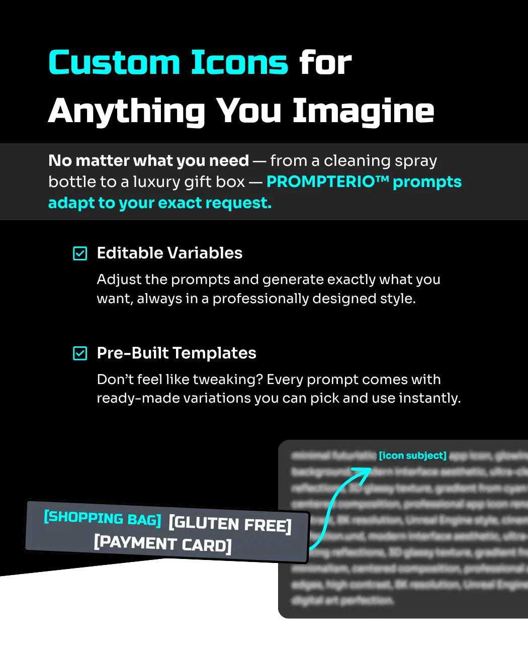 Icon Generator Pack – 15 Professional PROMPTERIO™ Prompts + BONUS