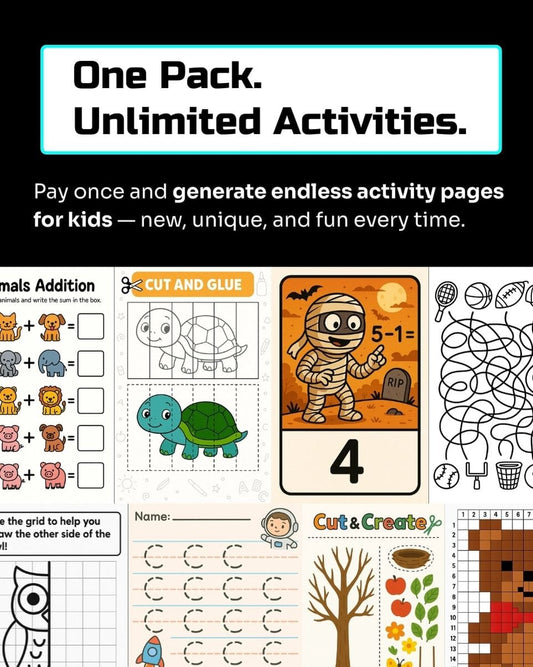 AI Activity Workbook Pack – 10 Prompts, Unlimited Kids’ Activities
