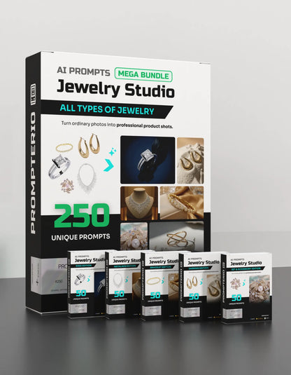 250 Jewelry: Studio [Mockup] AI Prompt Bundle