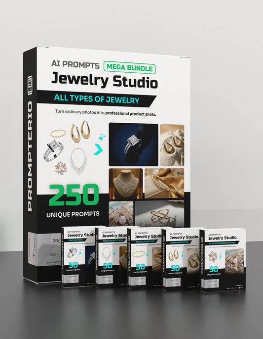 250 Jewelry: Studio [Mockup] AI Prompt Bundle