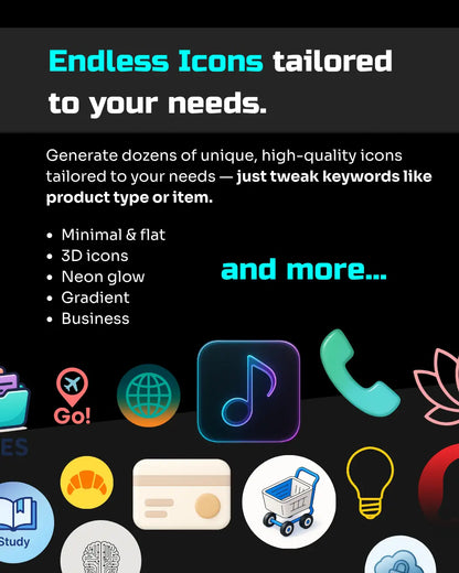 Icon Generator Pack – 15 Professional PROMPTERIO™ Prompts + BONUS