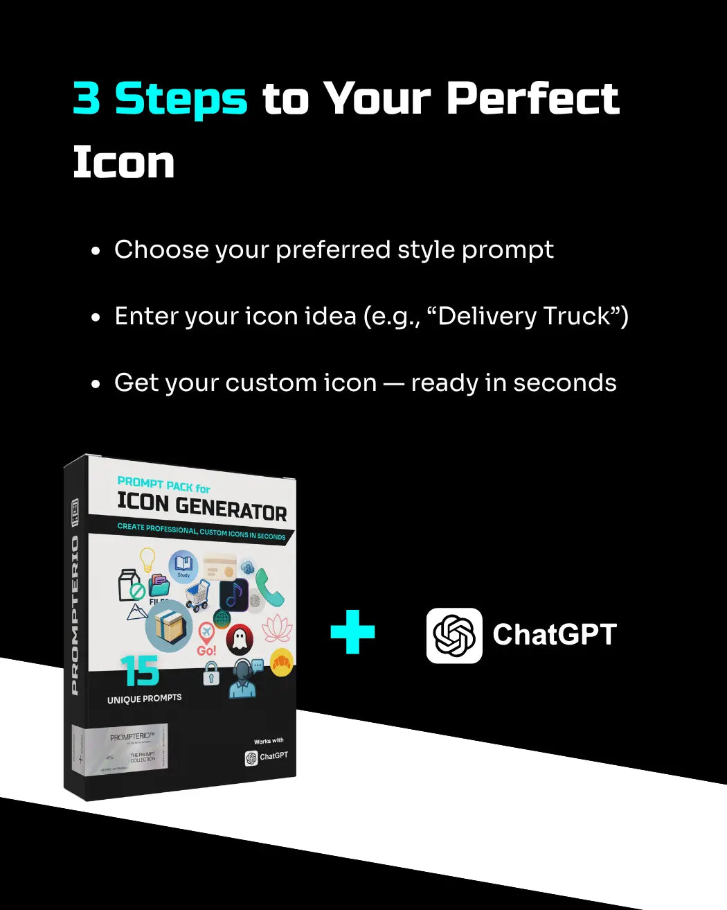 Icon Generator Pack – 15 Professional PROMPTERIO™ Prompts + BONUS