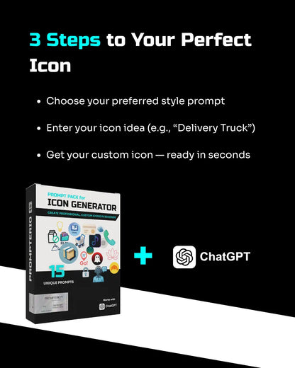 Icon Generator Pack – 15 Professional PROMPTERIO™ Prompts + BONUS