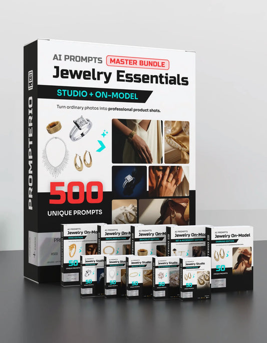 500 Jewelry Essentials: Studio & On-Model [Mockup] AI Bundle