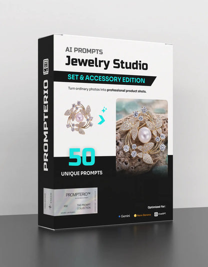 50 Jewelry Sets & Accessories: Studio [Mockup] AI Prompts