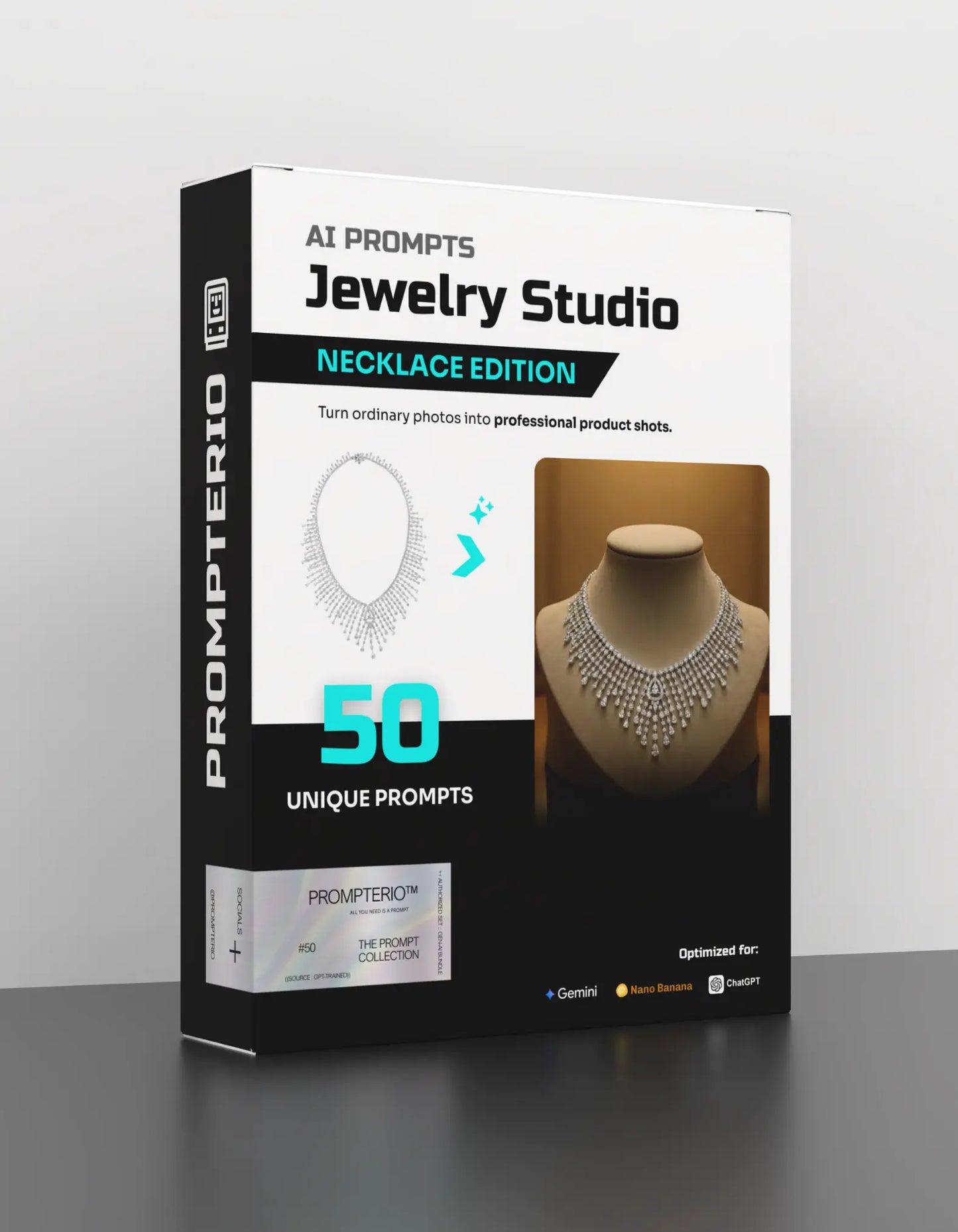 50 Necklaces: Studio [Mockup] AI Prompts