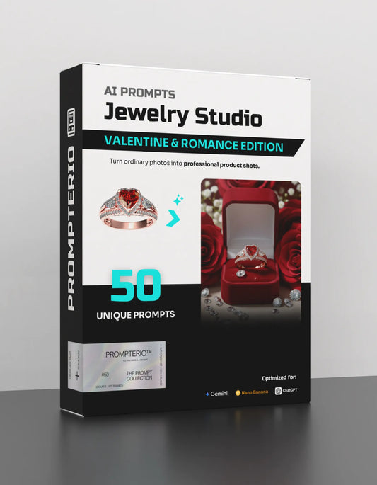 50 Valentine’s & Romantic Jewelry: Studio [Mockup] AI Prompts