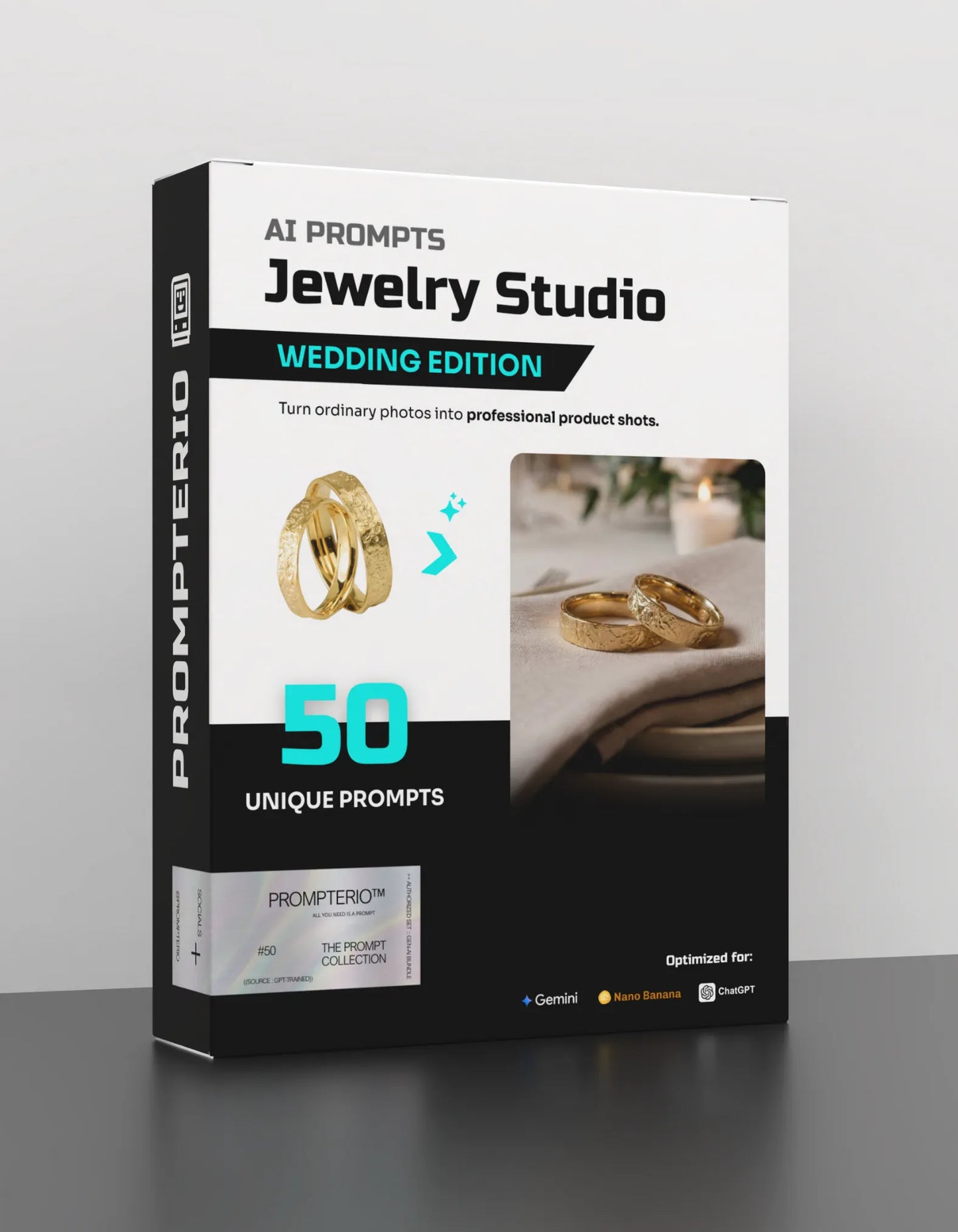 50 Wedding Jewelry: Studio [Mockup] AI Prompts