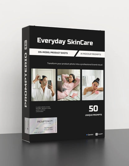 50 Everyday SkinCare: On-Model [Your Product] AI Prompts