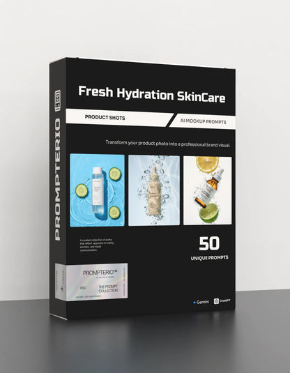 50 Fresh Hydration SkinCare: Product Shots [Your Product] AI Prompts