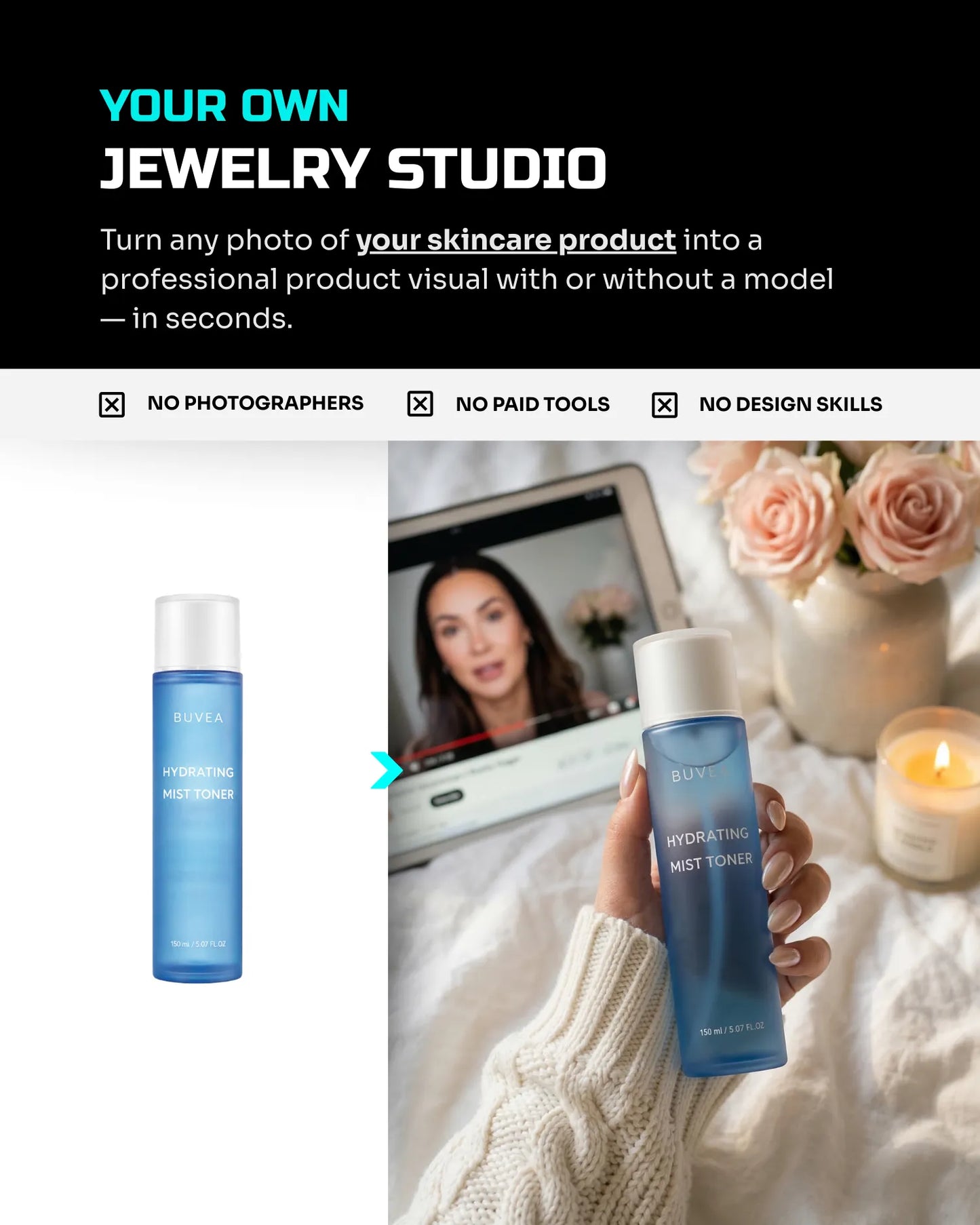 100 Everyday SkinCare: Product & On-Model [Your Product] AI Prompt Bundle