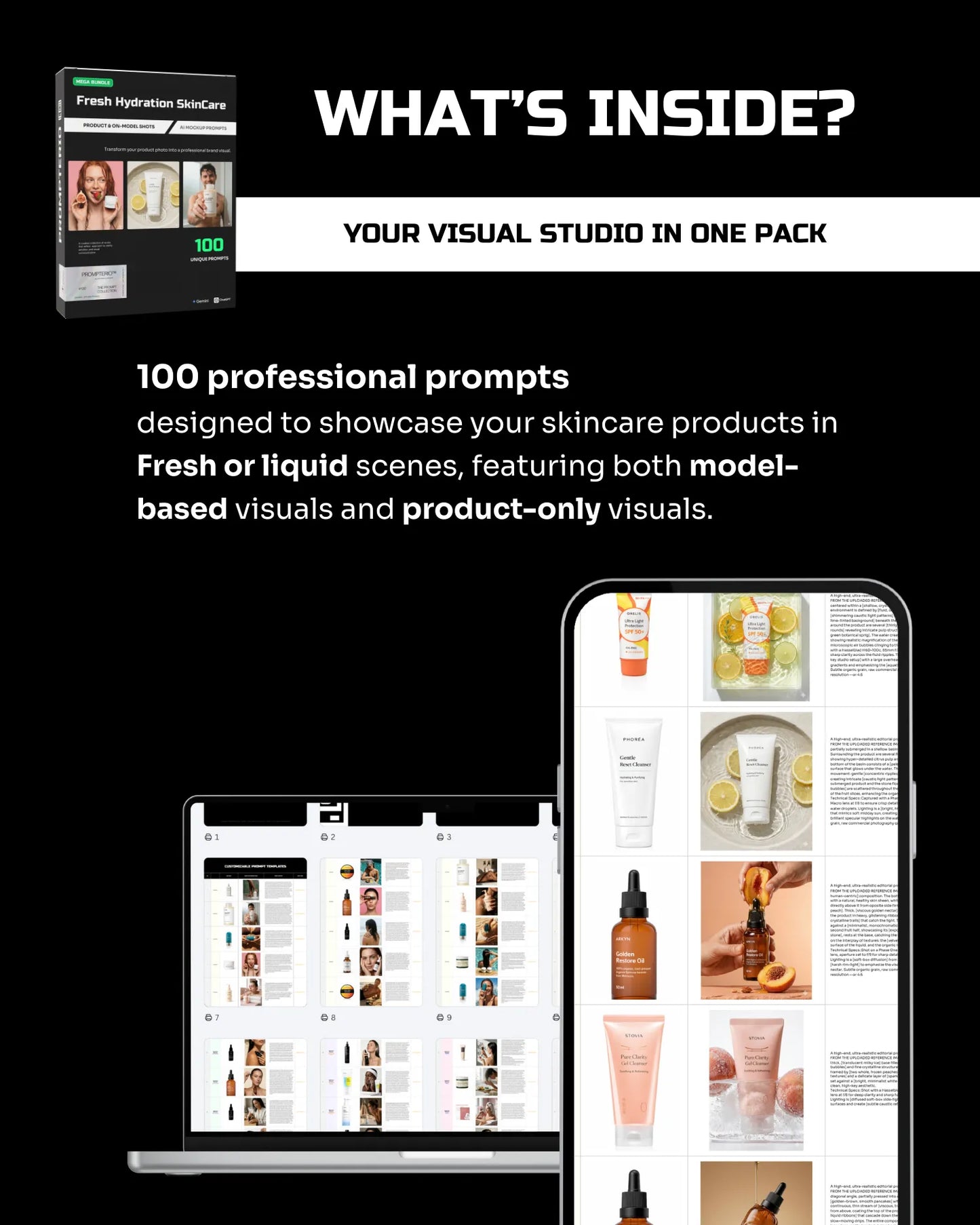 100 Fresh Hydration SkinCare: Product & On-Model [Your Product] AI Prompt Bundle
