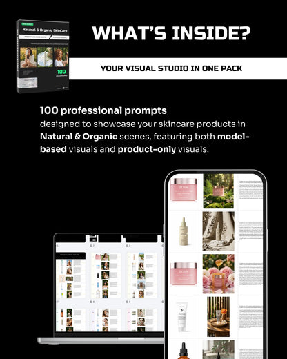 100 Natural & Organic SkinCare: Product & On-Model [Your Product] AI Prompt Bundle