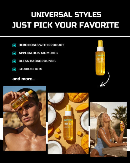 100 SunGlow SkinCare: Product & On-Model [Your Product] AI Prompt Bundle