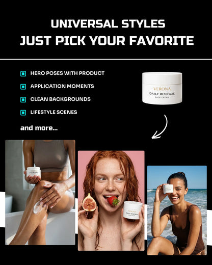 50 Aesthetic SkinCare: On-Model [Your Product] AI Prompts