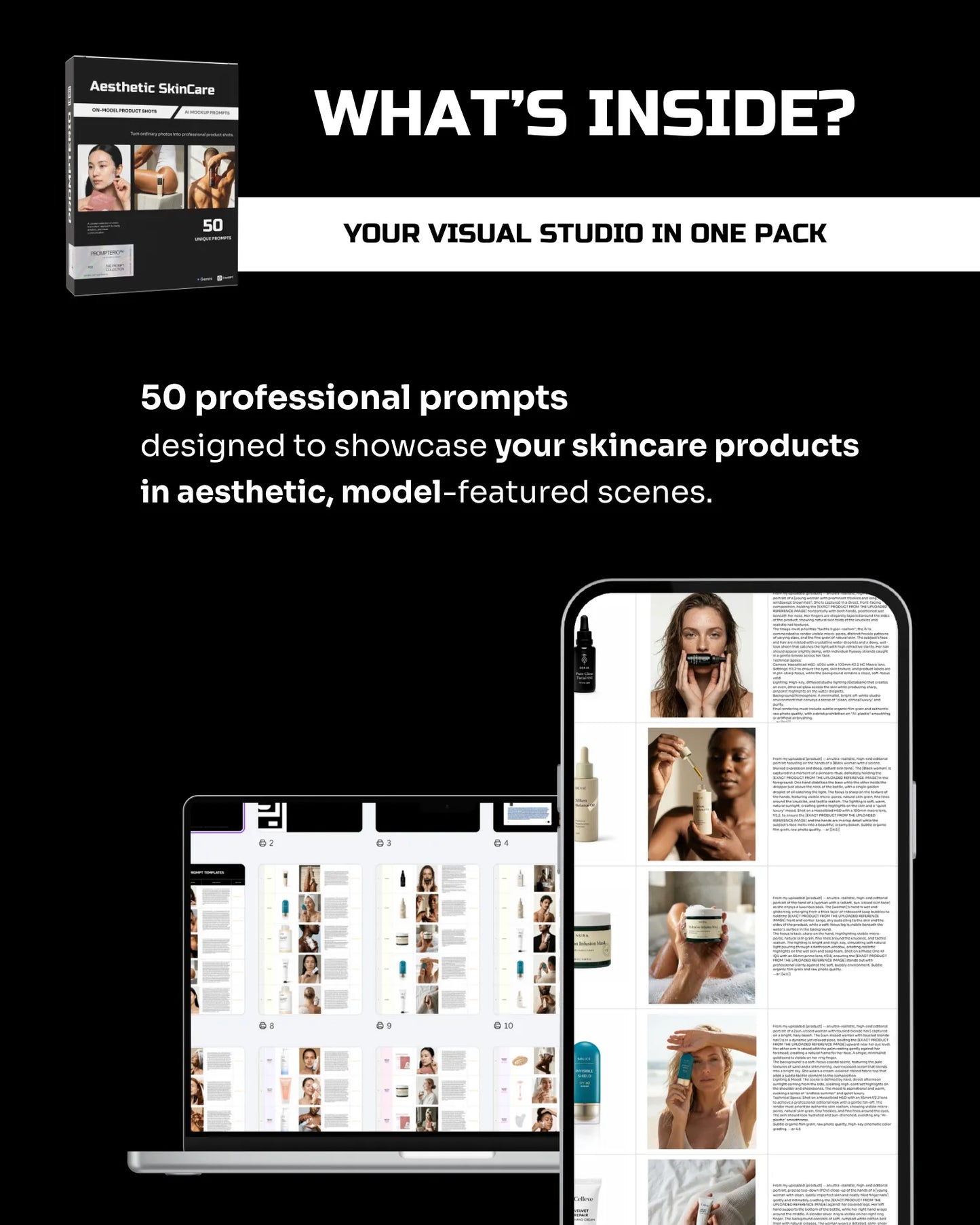 50 Aesthetic SkinCare: On-Model [Your Product] AI Prompts