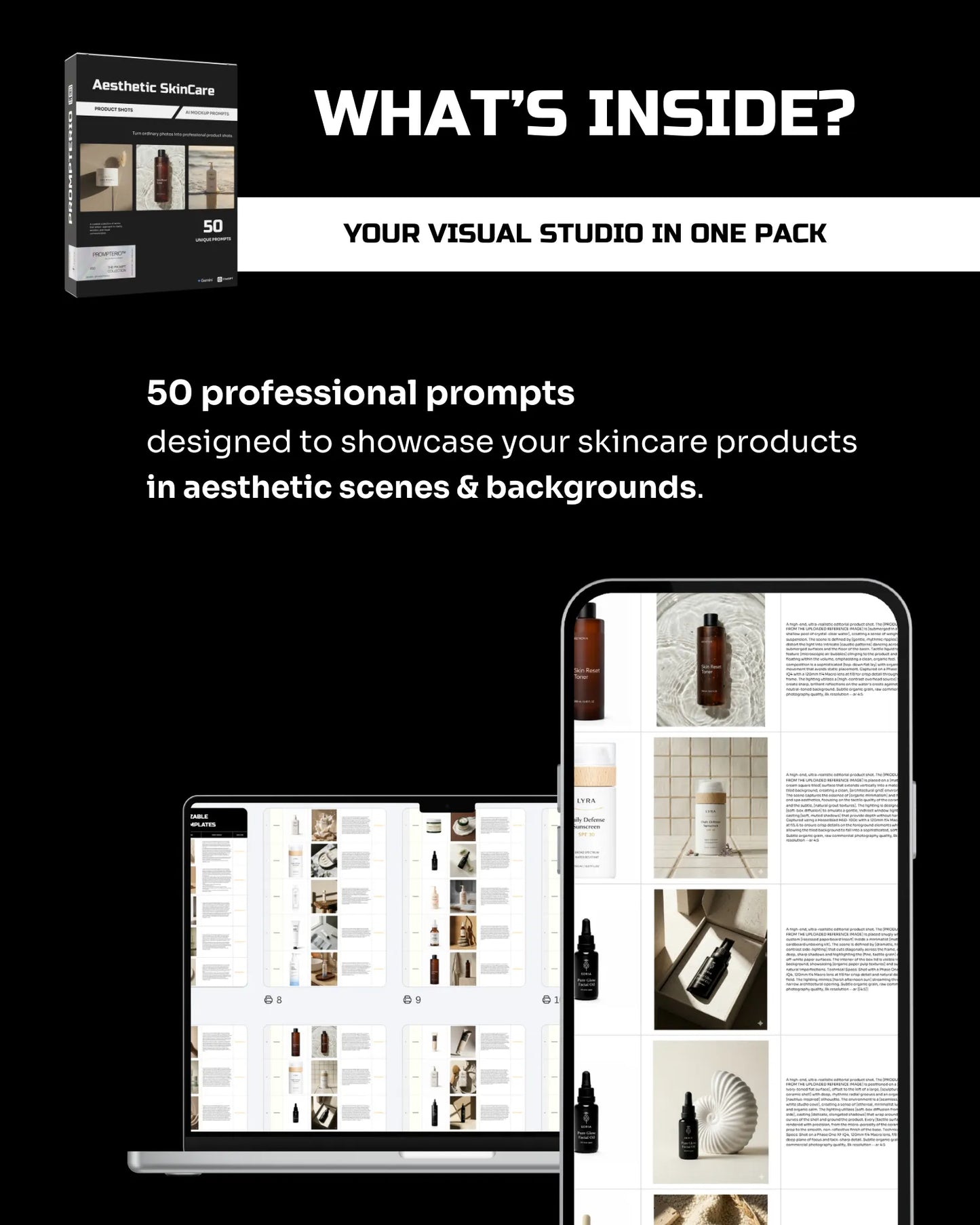 50 Aesthetic SkinCare: Product Shots [Your Product] AI Prompts