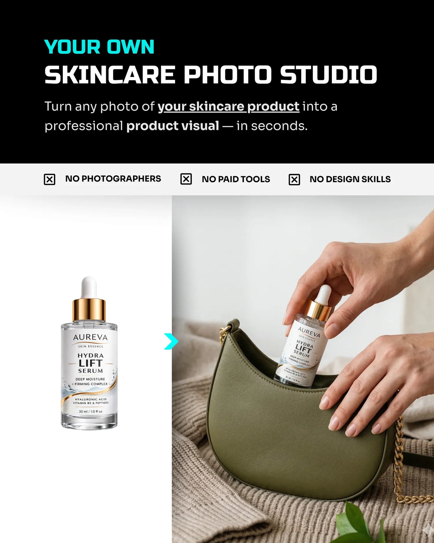 50 Everyday SkinCare: Product Shots [Your Product] AI Prompts