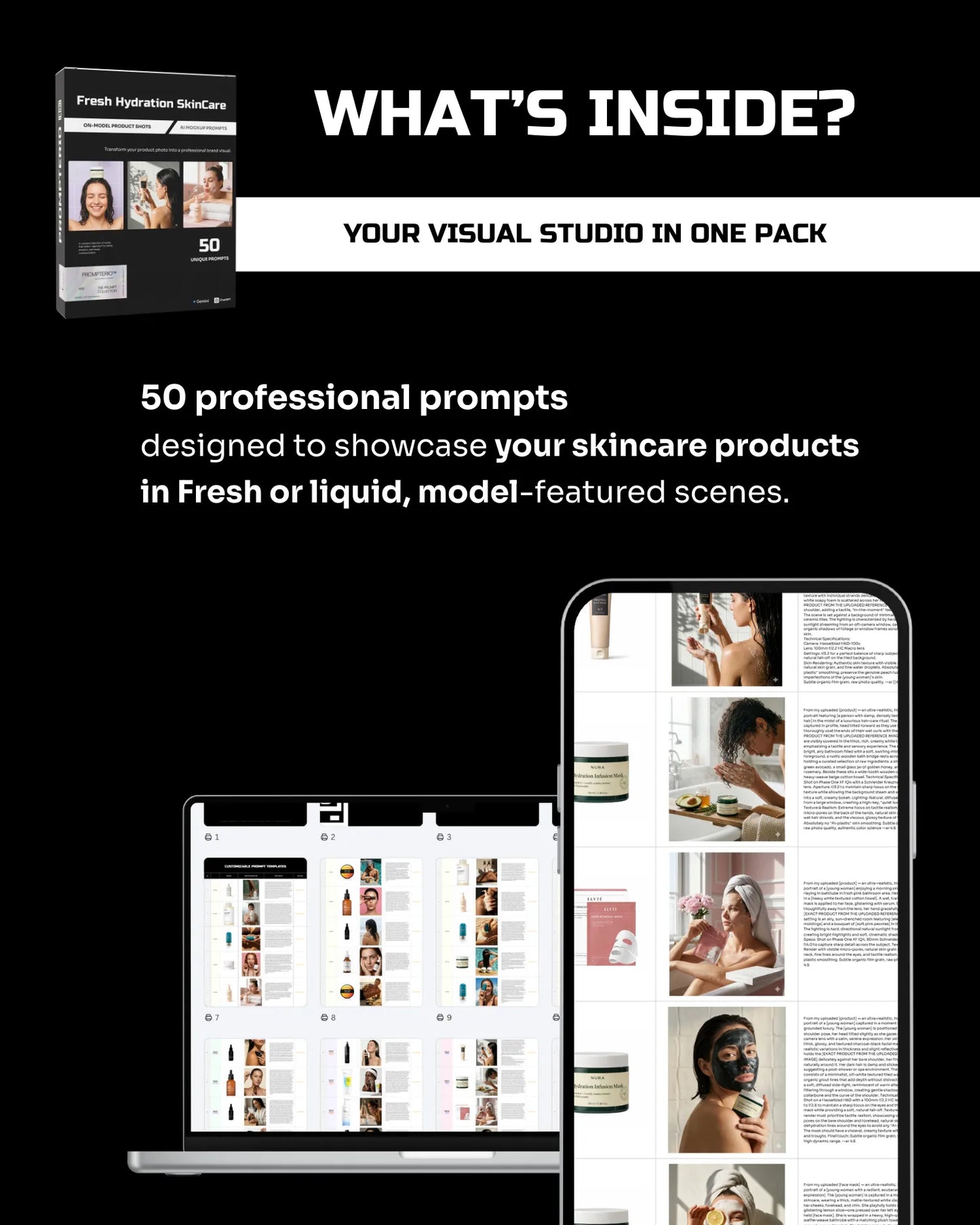 50 Fresh Hydration SkinCare: On-Model [Your Product] AI Prompts