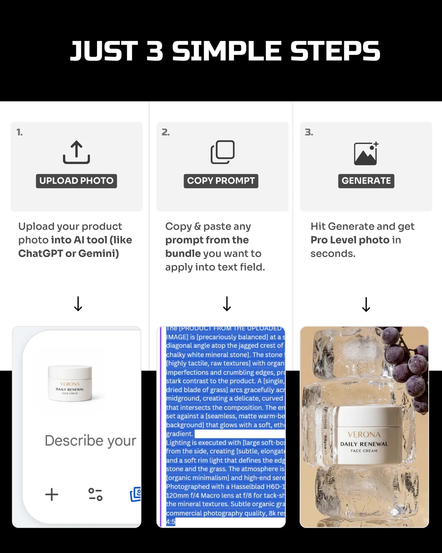 50 Fresh Hydration SkinCare: Product Shots [Your Product] AI Prompts