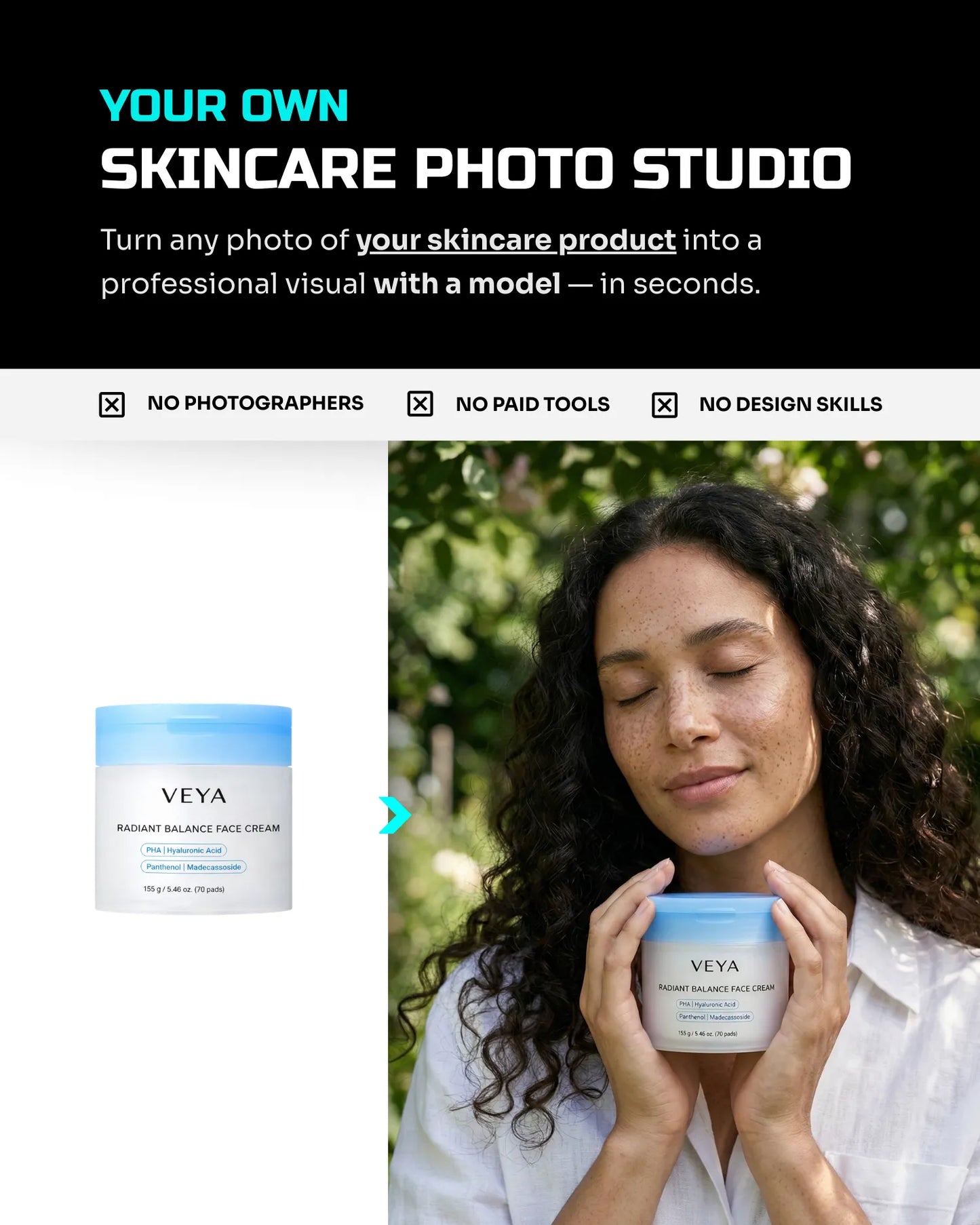 50 Natural & Organic SkinCare: On-Model [Your Product] AI Prompts