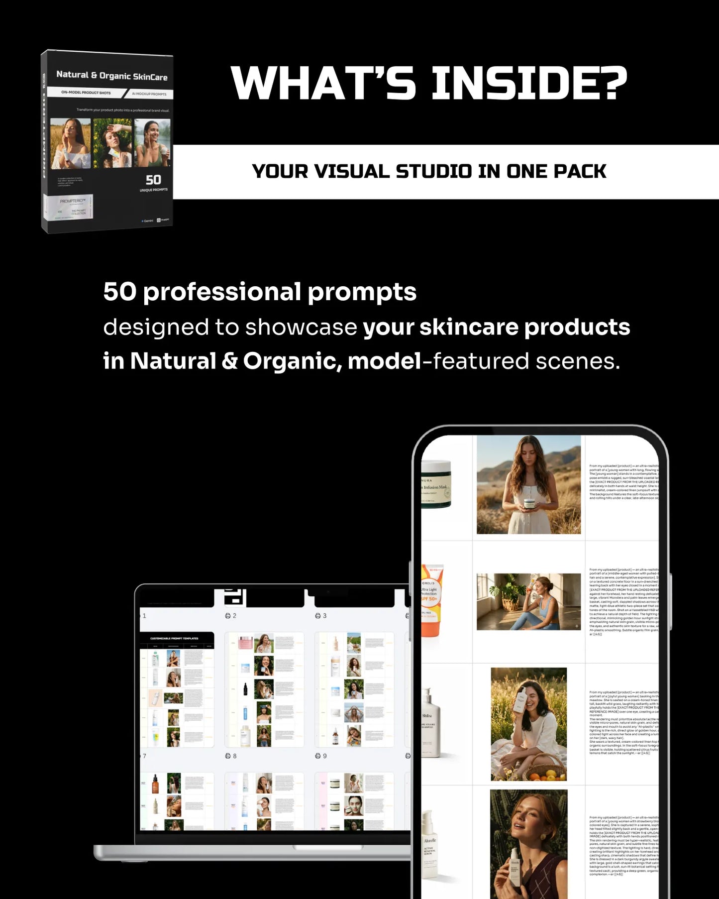 50 Natural & Organic SkinCare: On-Model [Your Product] AI Prompts