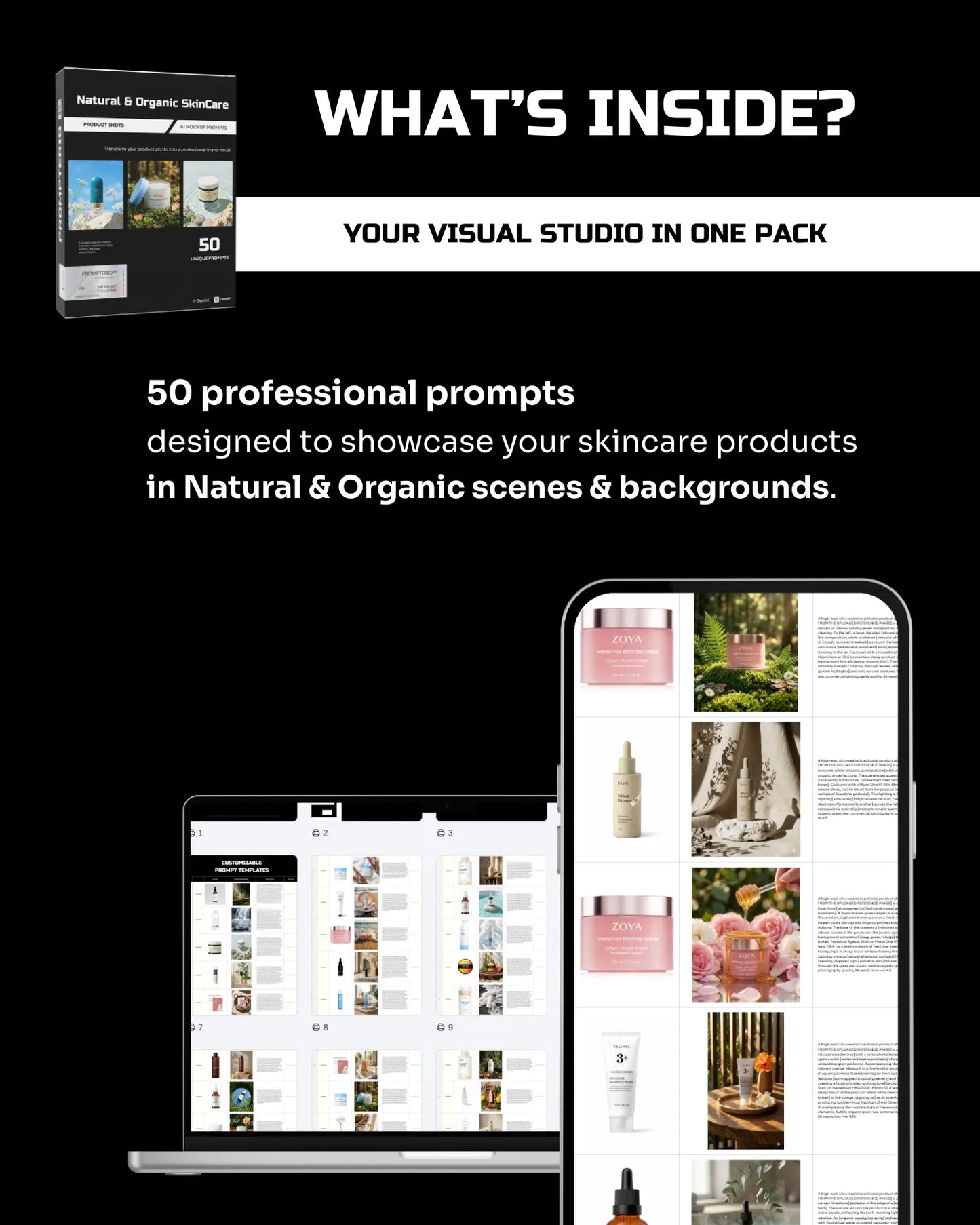 50 Natural & Organic SkinCare: Product Shots [Your Product] AI Prompts