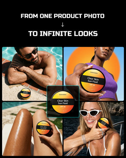 50 SunGlow SkinCare: On-Model [Your Product] AI Prompts