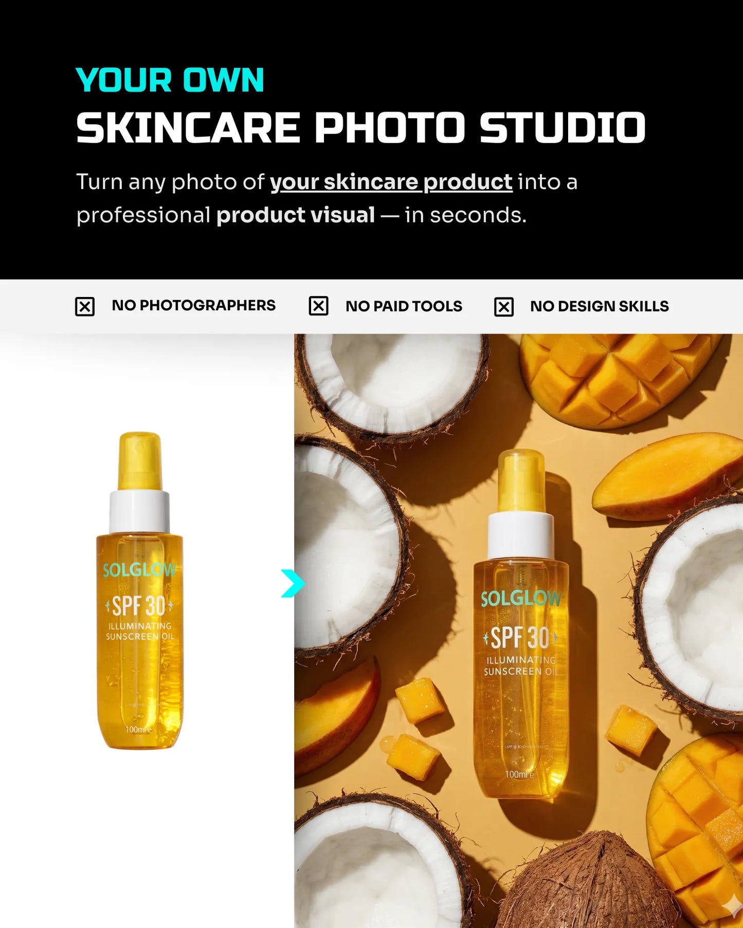 50 SunGlow SkinCare: Product Shots [Your Product] AI Prompts