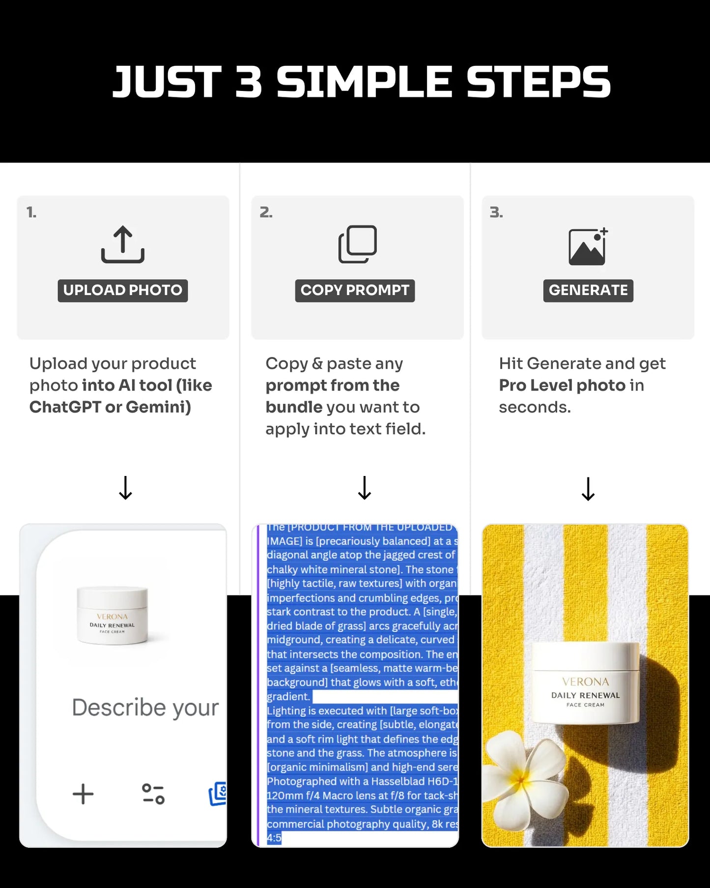 50 SunGlow SkinCare: Product Shots [Your Product] AI Prompts