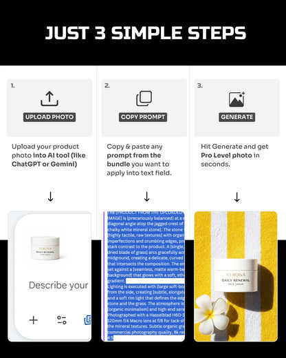 50 SunGlow SkinCare: Product Shots [Your Product] AI Prompts