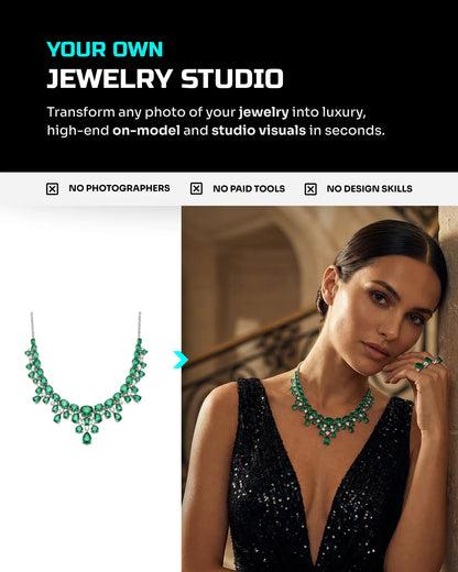 100 Luxury Jewelry: Studio & Model [Mockup] AI Prompt Bundle