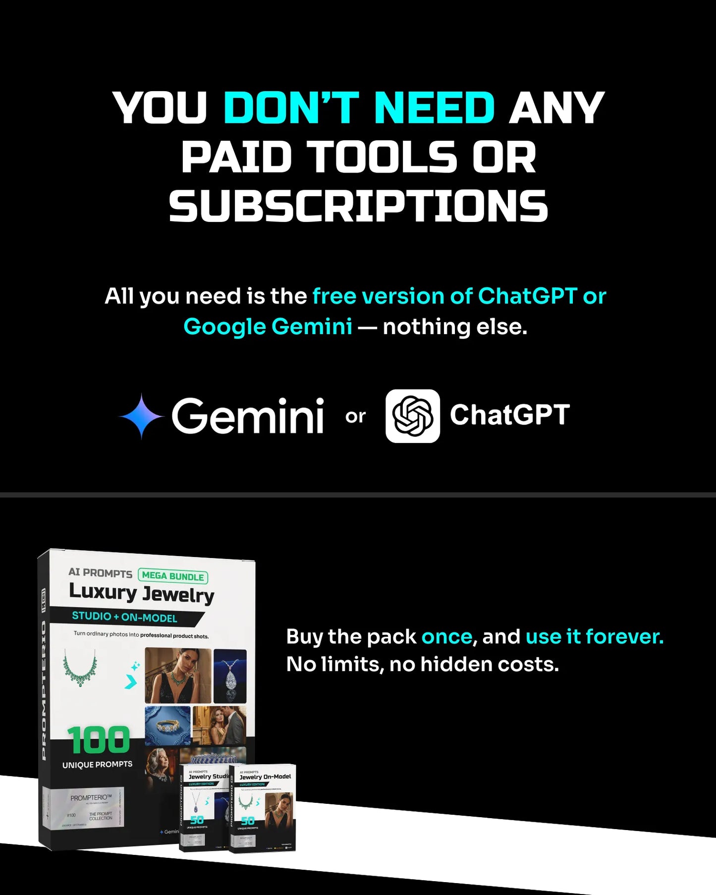 100 Luxury Jewelry: Studio & Model [Mockup] AI Prompt Bundle