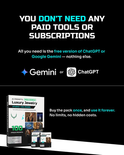 100 Luxury Jewelry: Studio & Model [Mockup] AI Prompt Bundle