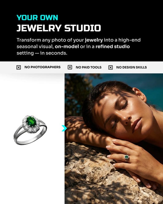 100 Seasonal Jewelry: Studio & Model [Mockup] AI Prompt Bundle