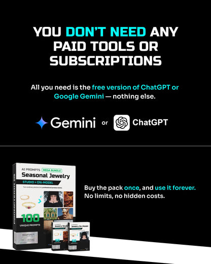 100 Seasonal Jewelry: Studio & Model [Mockup] AI Prompt Bundle