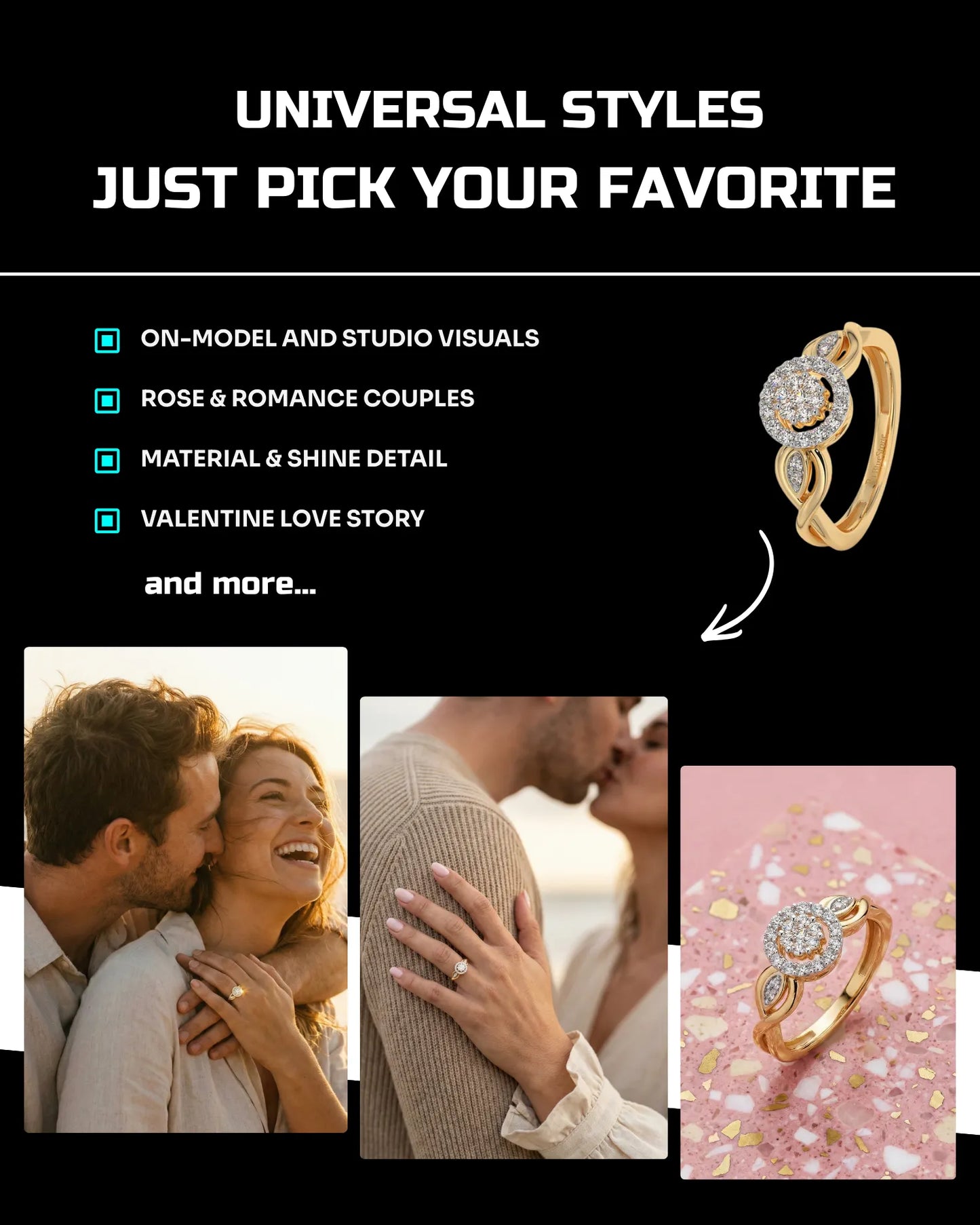 100 Valentine’s & Romantic Jewelry: Studio & Model [Mockup] AI Prompt Bundle