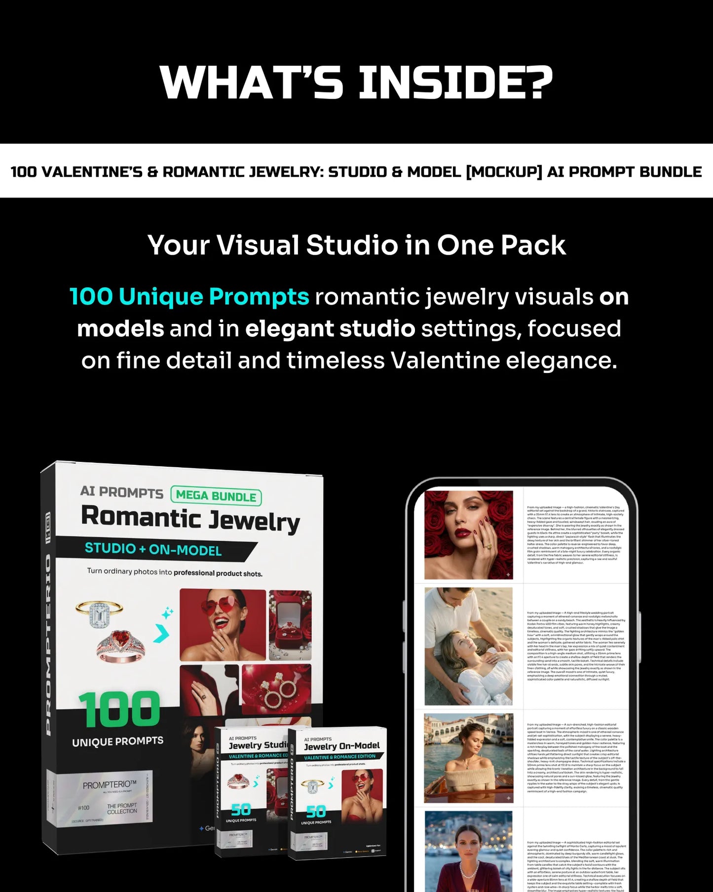 100 Valentine’s & Romantic Jewelry: Studio & Model [Mockup] AI Prompt Bundle