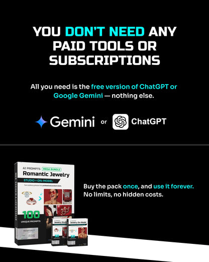 100 Valentine’s & Romantic Jewelry: Studio & Model [Mockup] AI Prompt Bundle