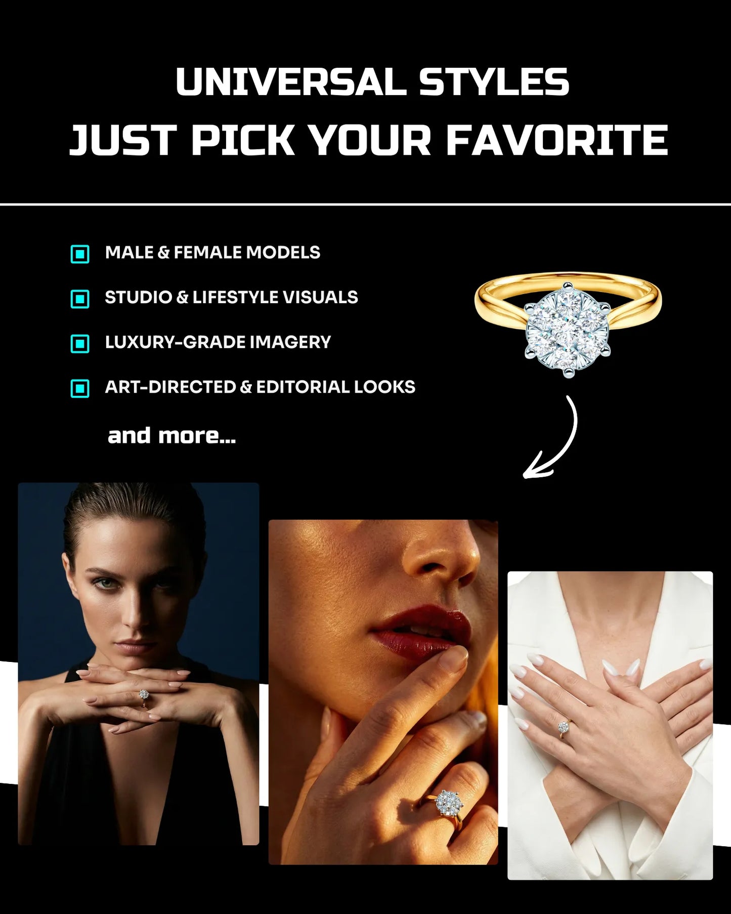 250 Jewelry: On-Model [Your Product] AI Prompt Bundle
