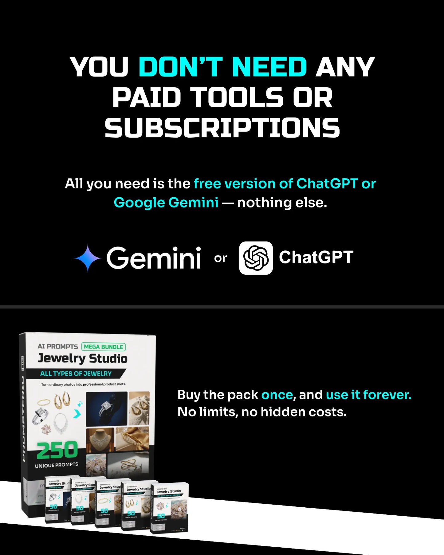 250 Jewelry: Studio [Mockup] AI Prompt Bundle