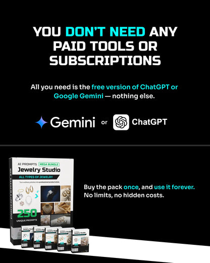 250 Jewelry: Studio [Mockup] AI Prompt Bundle