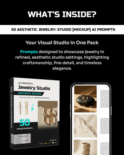 50 Aesthetic Jewelry: Studio [Your Product] AI Prompts