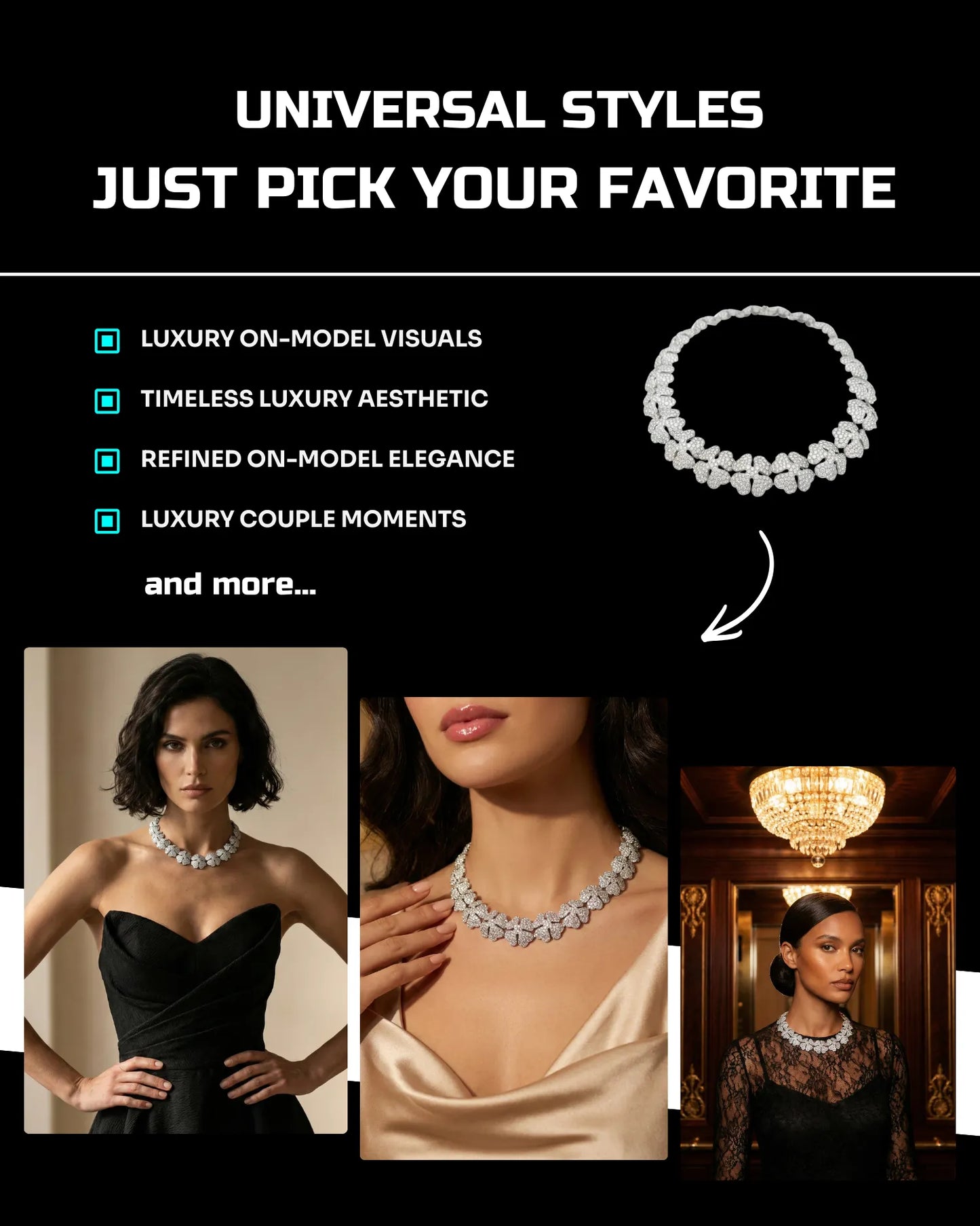 50 Luxury Jewelry: On-Model [Mockup] AI Prompts