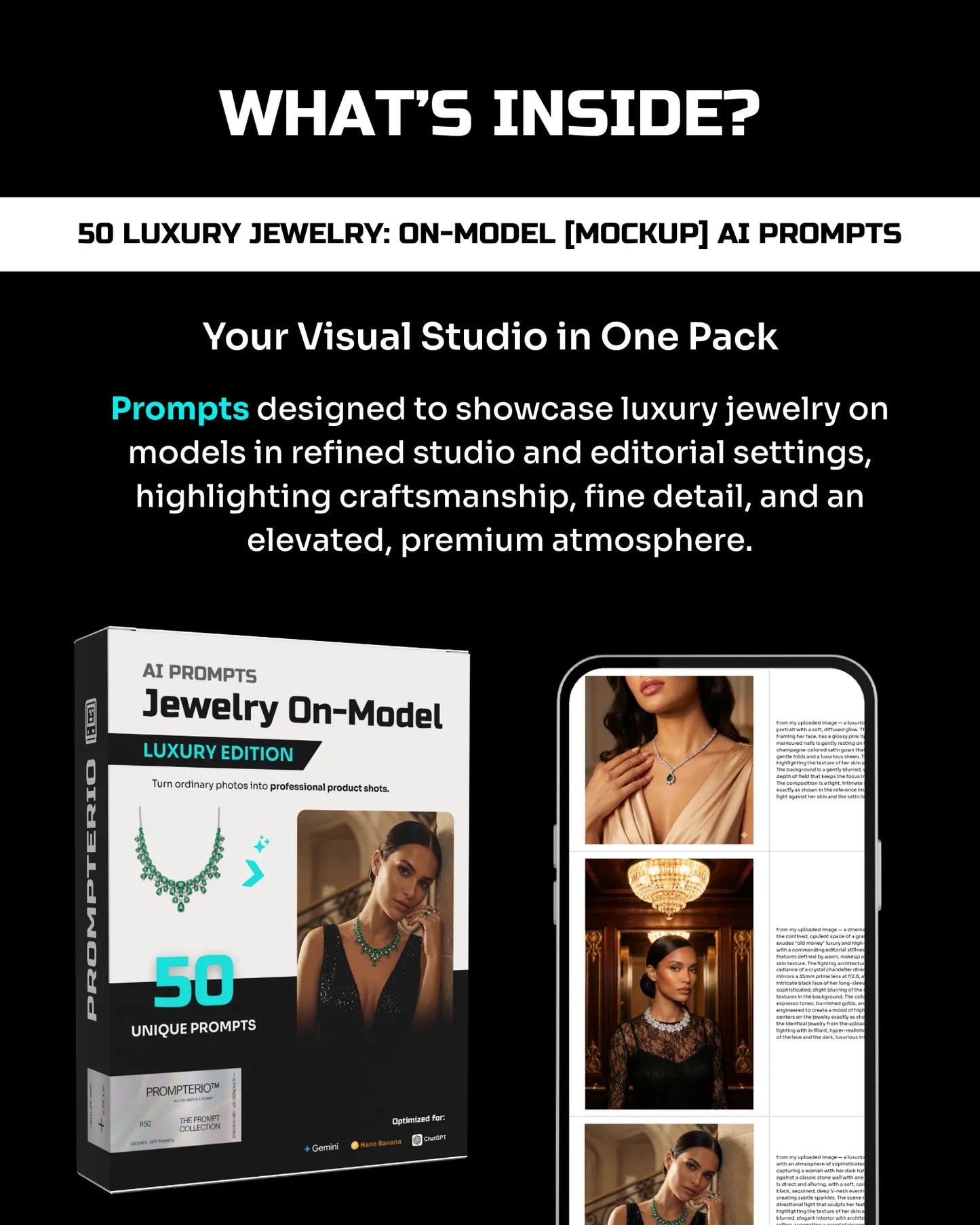 50 Luxury Jewelry: On-Model [Mockup] AI Prompts