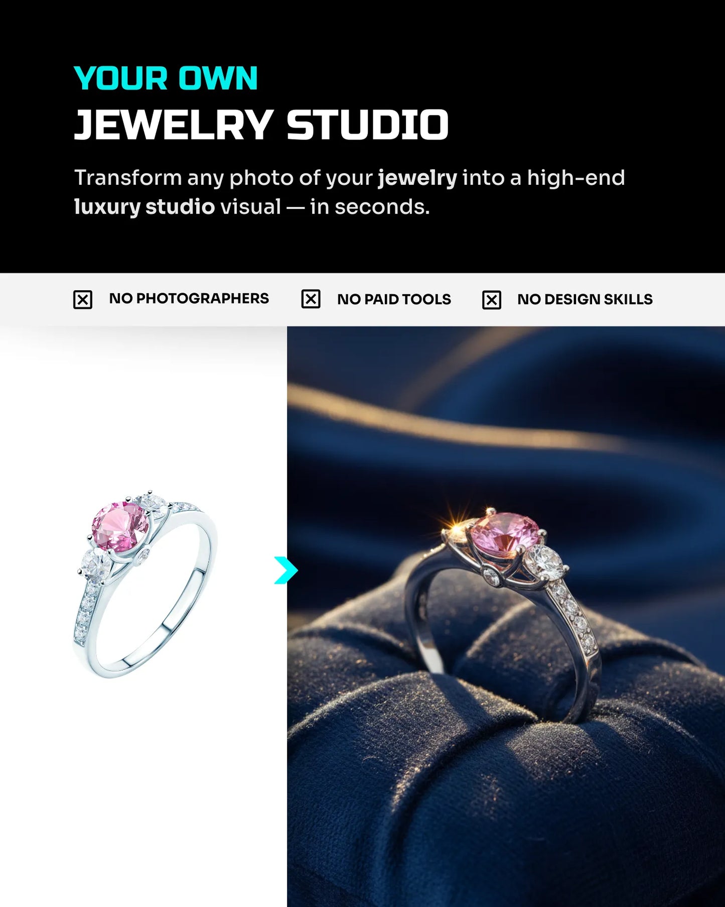 50 Luxury Jewelry: Studio [Mockup] AI Prompts