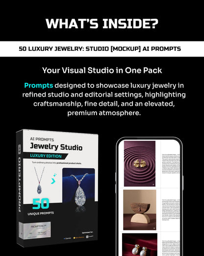 50 Luxury Jewelry: Studio [Mockup] AI Prompts